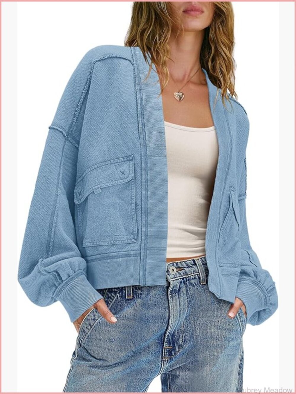 Oversized Open Front Cardigan Sweatshirt with Pockets Long Sleeve Fall Jacket